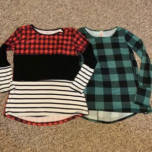 Bundle Winter Buffalo plaid shirts tunic Medium Red & green Great with leggings